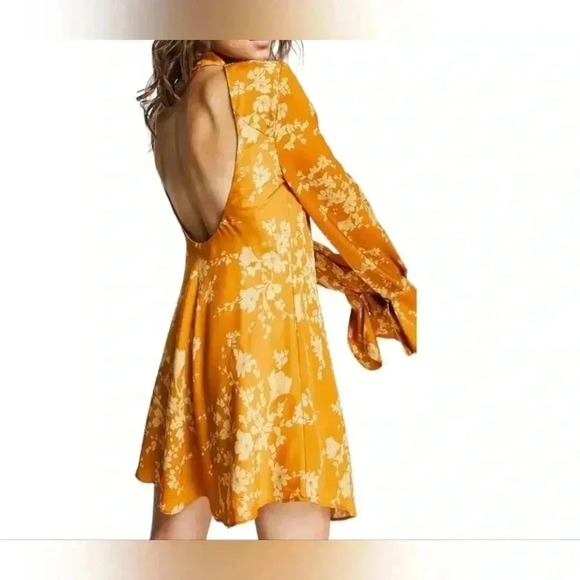 Free People Aries Floral Mini Dress Golden Yellow Size S/P #085 - Picture 2 of 6